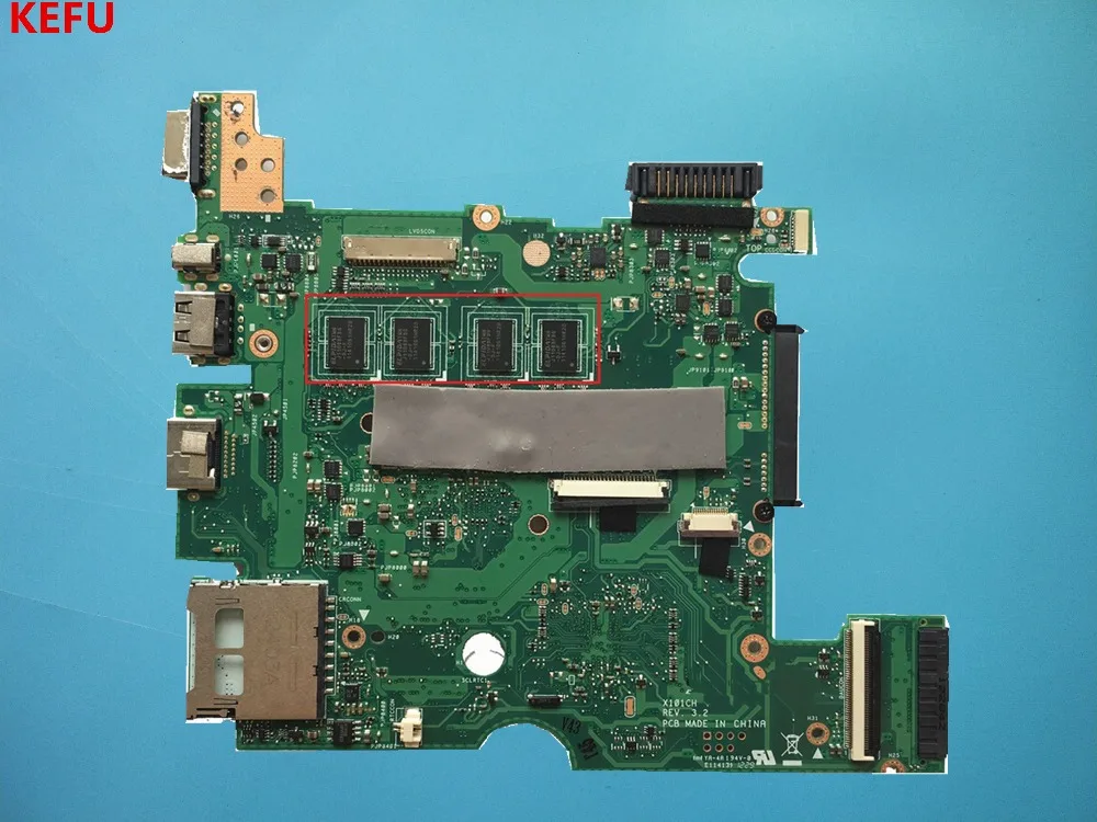 Материнская плата KEFU для ноутбука ASUS X101CH системная REV3.2 2 Гб на плате памяти тест