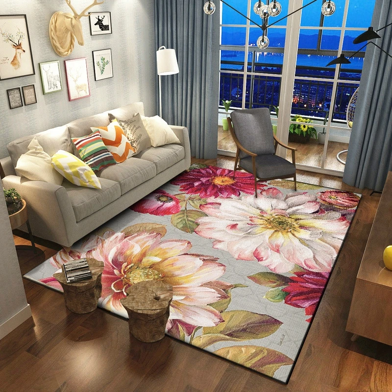 

Creative Europe Type 3D Flowers Printing Carpets Rugs Hallway Doormat Anti-Slip Bathroom Tapete Absorb Water Kitchen Floor Mats