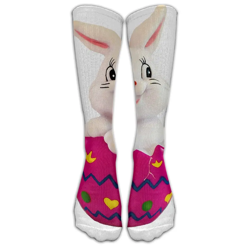 SAMCUSTOM/модные гольфы для женщин; хлопковые Высокие гольфы для девушек; теплые длинные гольфы с пасхальным кроликом и 3D принтом - Цвет: Белый