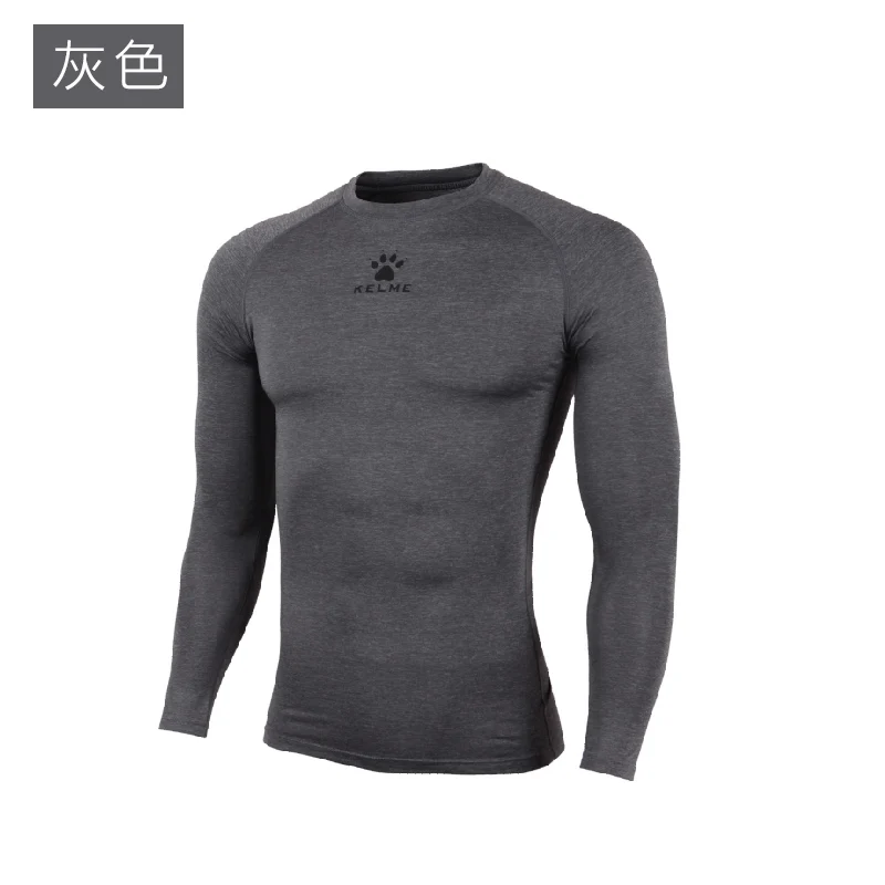 Kelme мужские компрессионные рубашки для бодибилдинга, облегающие майки с длинными рукавами, одежда для упражнений, тренировок, фитнеса, k15z705 - Цвет: Grey