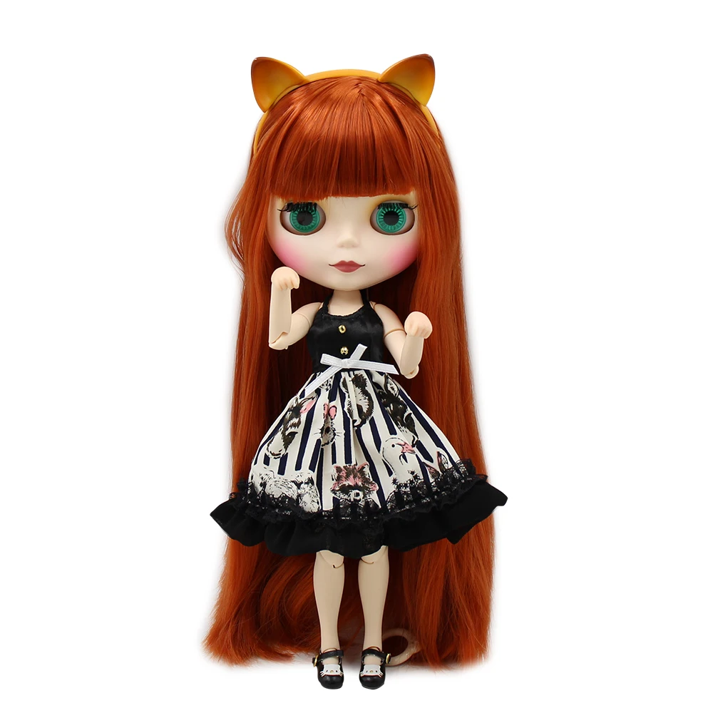 Blyth кукла ледяная bjd кукла игрушка платье licca Тело черное платье милый животный принт