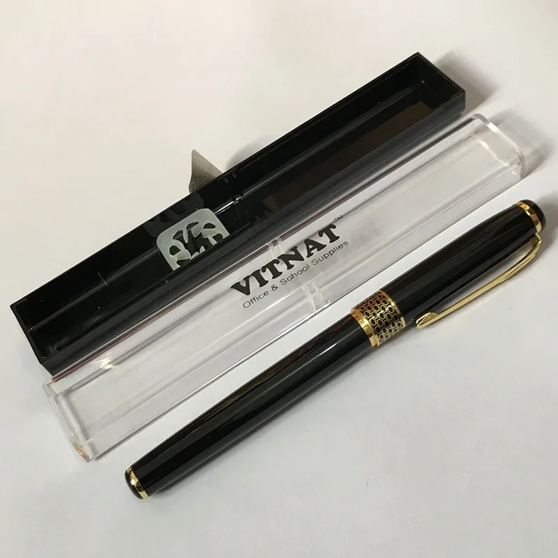 VITNAT Фирменная Металлическая Ручка-роллер с роскошной коробкой, шариковая ручка для бизнеса, письма, офиса, школы, принадлежности, 0,5 мм, черные чернила для заправки