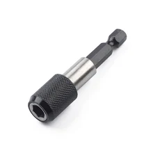 60mm Black Knurled Handle Hexagonal Handle 6.35mm Knurled Pole Lengthened Conversion Chuck Fast Off Self-Locking Drill