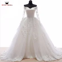Wedding Dresses Ball Gown Fluffy Skirt Long Sleeve Lace Tulle Luxury Vestidos De Noiva Wedding Gown