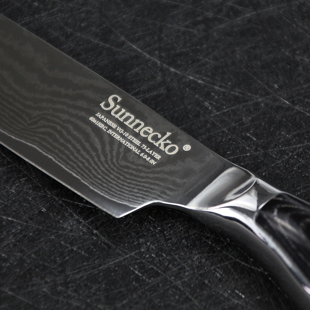 SUNNECKO дамасский шеф-повара сантоку нож для нарезки кожуры японский VG10 стальное лезвие Pakka Деревянная Ручка кухонные ножи