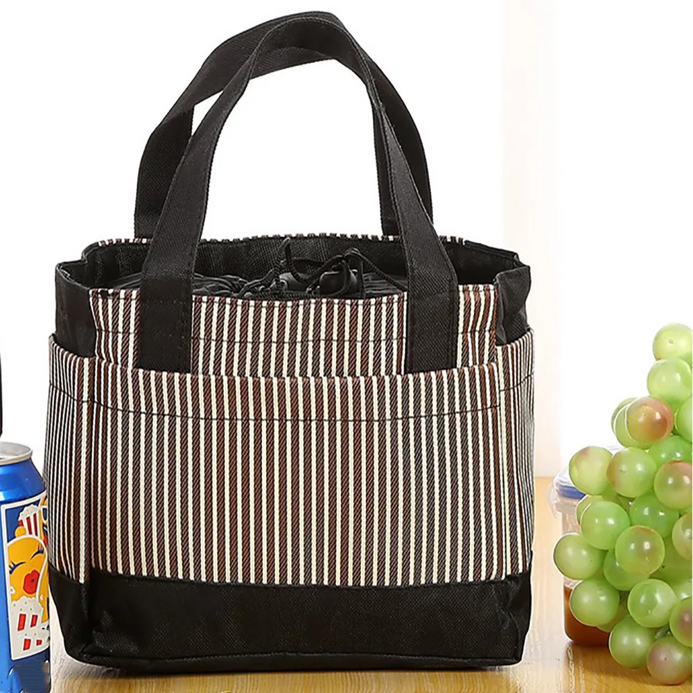 Insulated Cold Stripe Pattern Printing Picnic Carry Case Thermal Portable font b Lunch b font font