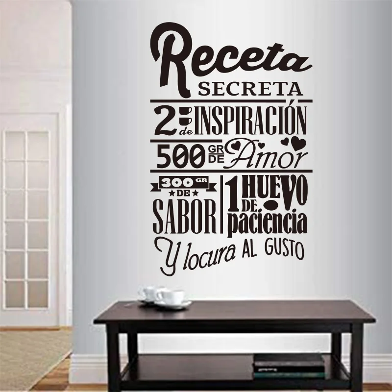 Sticker Spanish Secret Recipe Wall Decoration Kitchen Vinyl Wall Sticker Home Decor Poster Family Wall Decal Art Mural GW009B Sticker Spanish Secret Recipe Wall Decoration Kitchen Vinyl Wall Sticker Home Decor Poster Family Wall Decal Art Mural GW009B