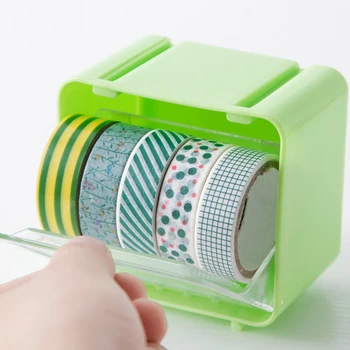 

Creative Desktop Roll Tape Storage Box Home Office Stationery Storage Organizer Stackable Tissue Box Dust-proof Mini Tape Holder