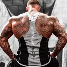 Мужские спортивные майки из хлопка для бодибилдинга, Майки для фитнеса и тренировок, майка без рукавов, мужские джоггеры, Повседневная модная Лоскутная рубашка на бретельках, одежда