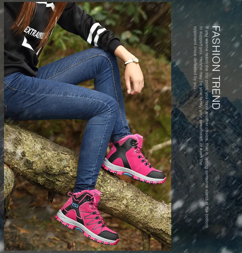 Женская походная обувь из натуральной кожи; ботинки для походов и скалолазания; женские кроссовки; дышащие ботинки для горных прогулок; теплый плюш
