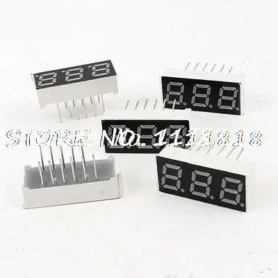

5pcs Common Anode 3 Bit 7 Seg DIP Digital Tube 0.28" Display Red LED 12-Pin