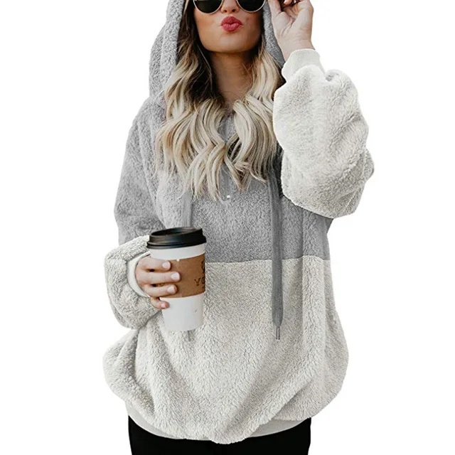 2018 Autumn Winter Pullover Woolen Hoodies Loose Thick Warm Lamb Tide ...