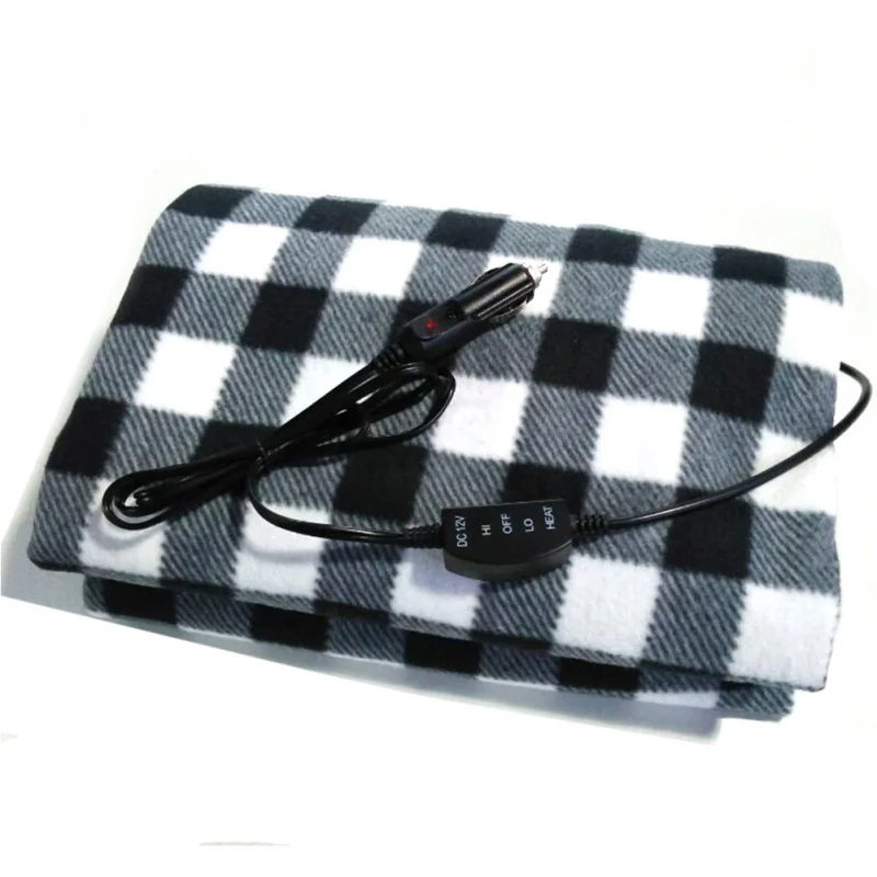 145*100cm Lattice Energy Saving Warm 12v Car Heating Blanket Autumn And Winter Electric Blanket Car Accessories New - Название цвета: Черный