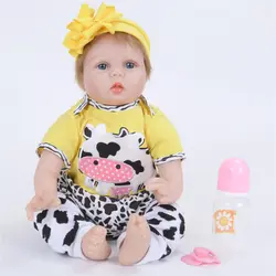 55 см мягкие силиконовые возрождается ребенка куклы реалистичные прекрасный Little Cow Reborn для маленьких девочек прелестный Bebe детям Brinquedos
