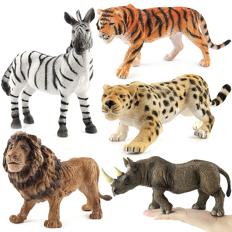 8 Style Plastic Zoo Animal Figure Tiger Lion Zebra