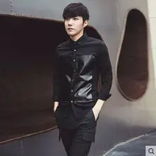 Новинка Весенняя тонкая Лоскутная рубашка с длинным рукавом Подростковая повседневная мужская рубашка мужская одежда рубашка певица костюмы одежда