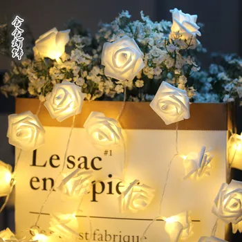 

Rose flowers LED battery light valentine's roses chandeliers photo clip rose flower lamp string lights LED simulation