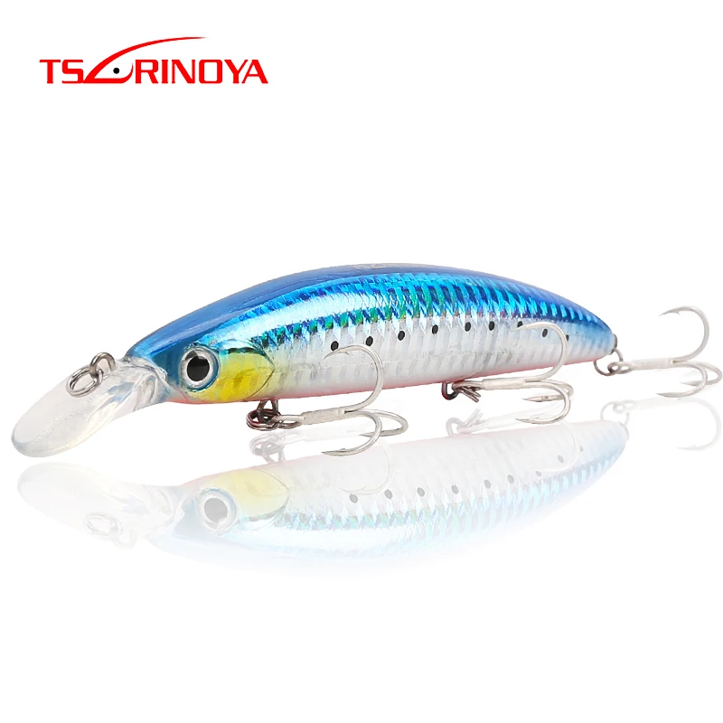 

TSURINOYA Floating Minnow Fishing Lure 110mm 20.5g Laser Hard Artificial Bait 3D Eyes Diving Depth 1.5m Saltwater Fishing Tackle