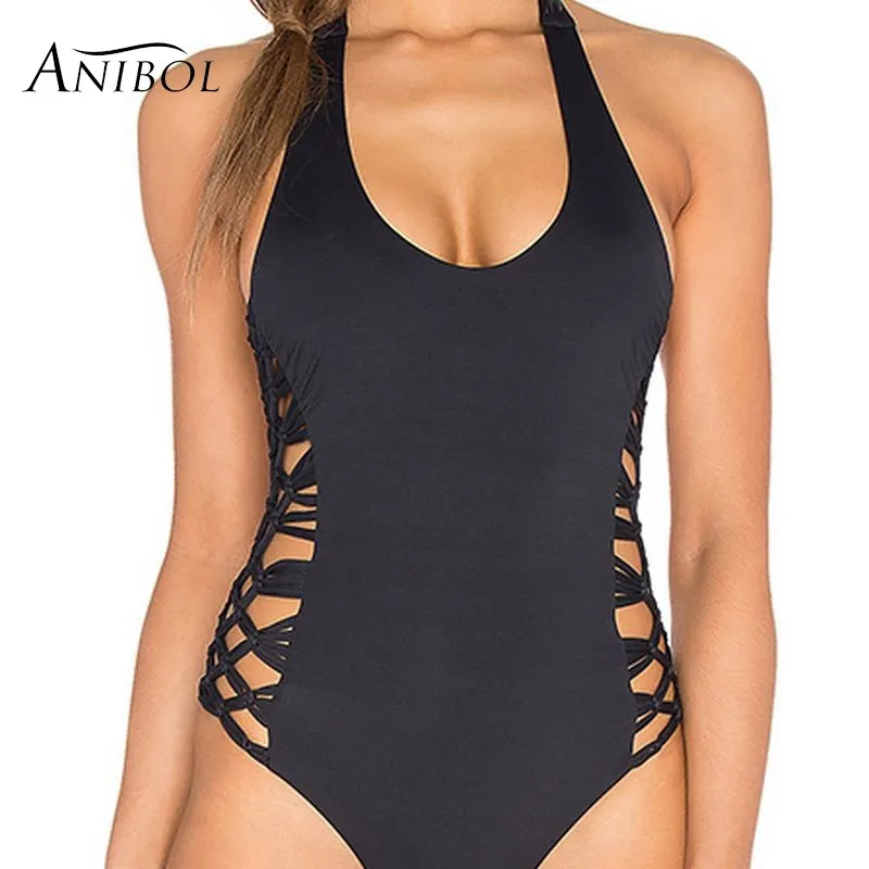 

Anibol 2018 High Cut Sexy Women Swimsuit Backless One Piece Swimwear Hollow Out Girls Bathing Suit Monokini