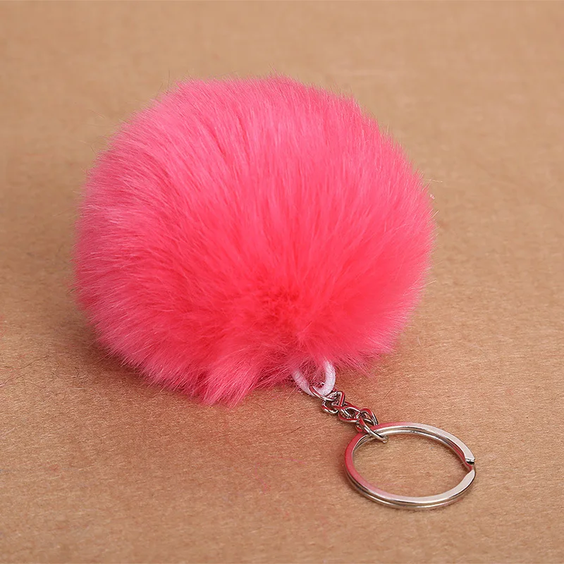 8cm Faux Fur Ball Keychain Pompom Fluffy Lovely Key Chain KeyRing Cute
