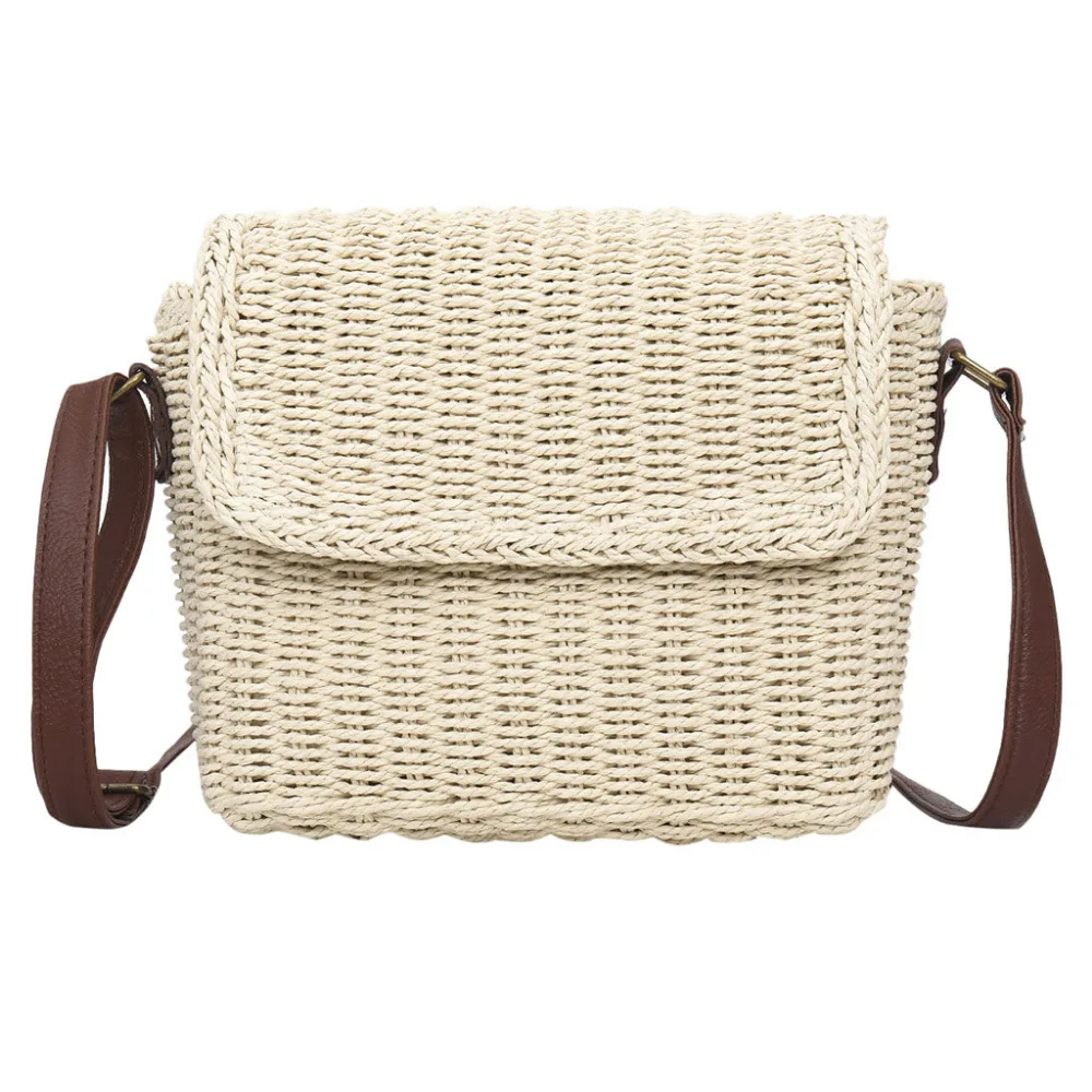 

Straw Beach Bag Women Fashion Straw Woven Cross Body Bag Woven Handbag Ladies Handmade Shoulder Bags Messenger Bags #15