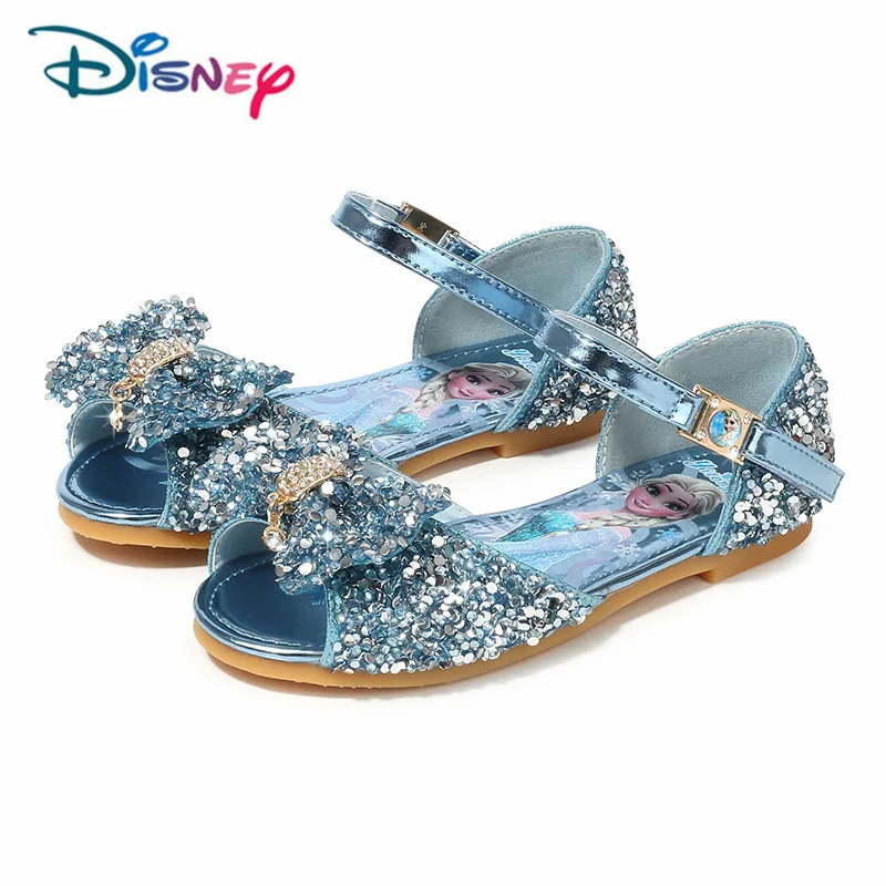 Disney Children's Girls Summer Shoes With PU/Rhinestone Frozen Princess Sandals Baby Girls Single Shoes Sandalia Infantil