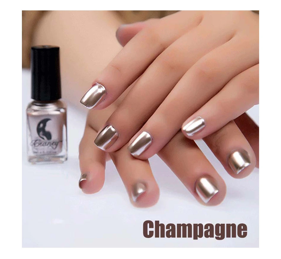 6ML Mirror Effect Nail Polish Metallic Pigment Chrome Nail Art Purple Rose Gold Silver Varnish For Nails Manicure Lacquer