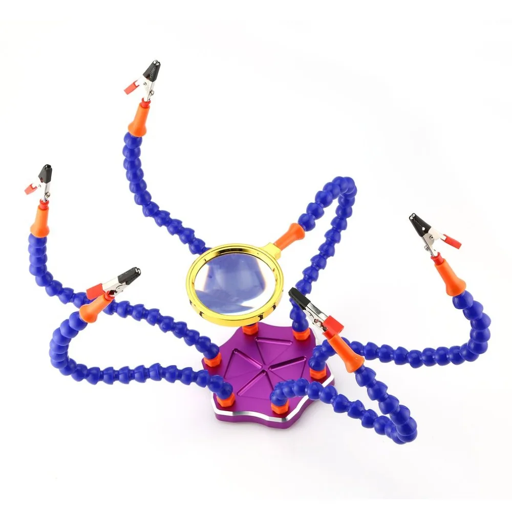 Third Hand Six Arm Soldering Station Helper with USB Fan Magnifier DIY Kit Spare Parts for RC Drone Parts & Accs
