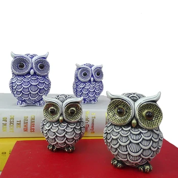 

Simulation Figurines Animal Owl Ornaments Home Living Room Decor Office Resin Decoration Statue Sculpture Crafts Christmas Gift