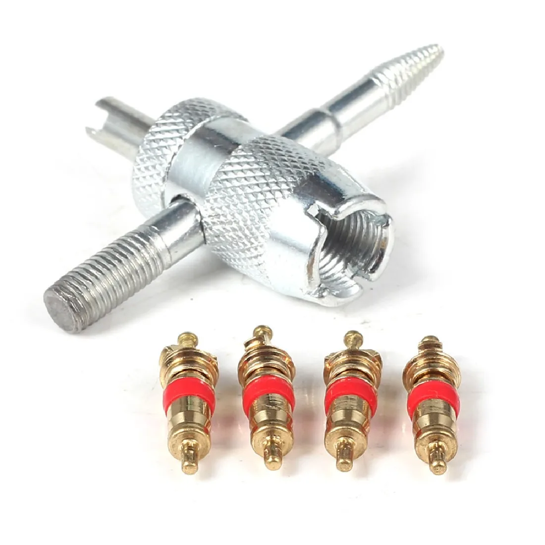 4 In 1 Tire Screwdriver Valve Stem Repair Tool For Car Truck Bicycle Tire With 4pcs Valve Cores Remover Installer 4-Way Tool 4 In 1 Tire Screwdriver Valve Stem Repair Tool For Car Truck Bicycle Tire With 4pcs Valve Cores Remover Installer 4-Way Tool