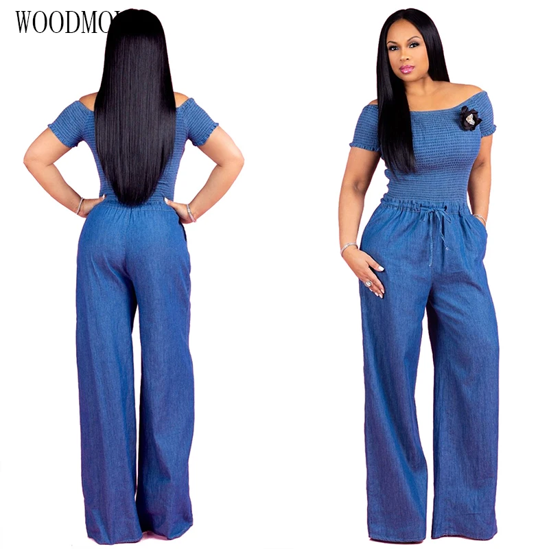 Women's Juniors Off Shoulder Denim Jumpsuit,Women's Juniors Denim Tube