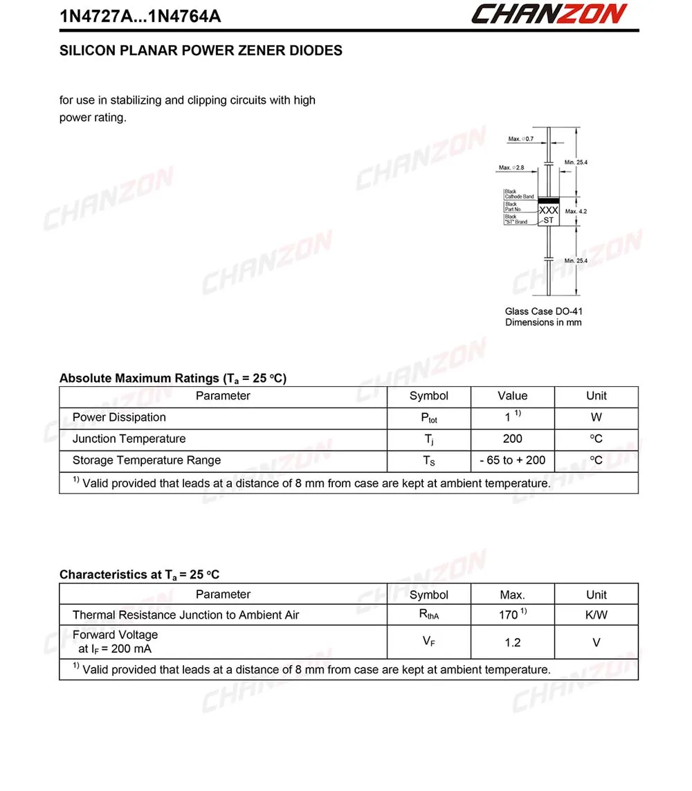 (100 шт.) 1N4729A 1N4729 Мощность зенеровский диод 1 Вт 3 6 V DO 41 (DO 204AL) осевой кулер ватт вольт