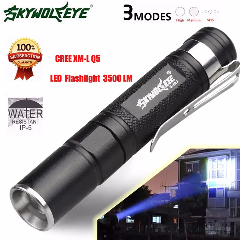 

Mini 3500LM Zoomable CREE Q5 LED Flashlight 3 Mode Torch Super Bright Light Lamp linterna Torch