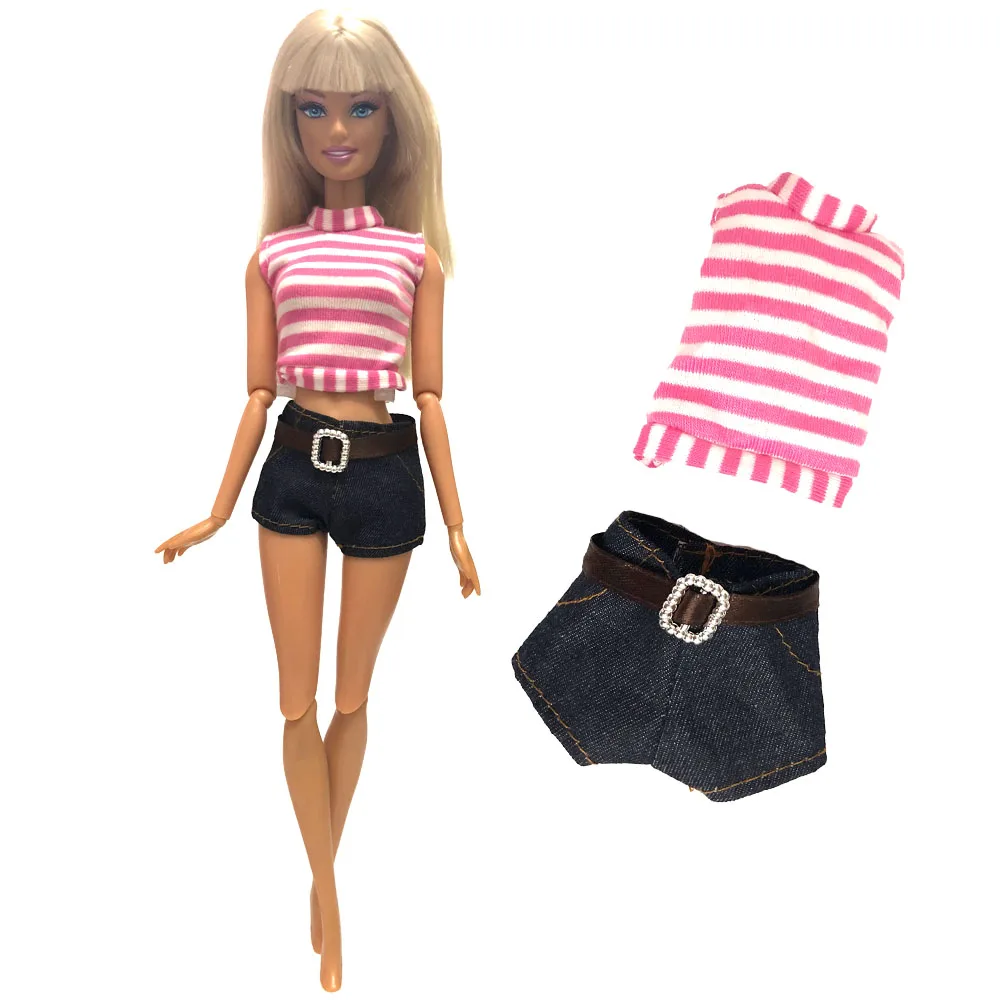 

NK 2019 Latest Doll Vest Shirt Denim Shorts Casual Shirt Fashion Design Clothing For Barbie Doll Accessories Gifts 235A