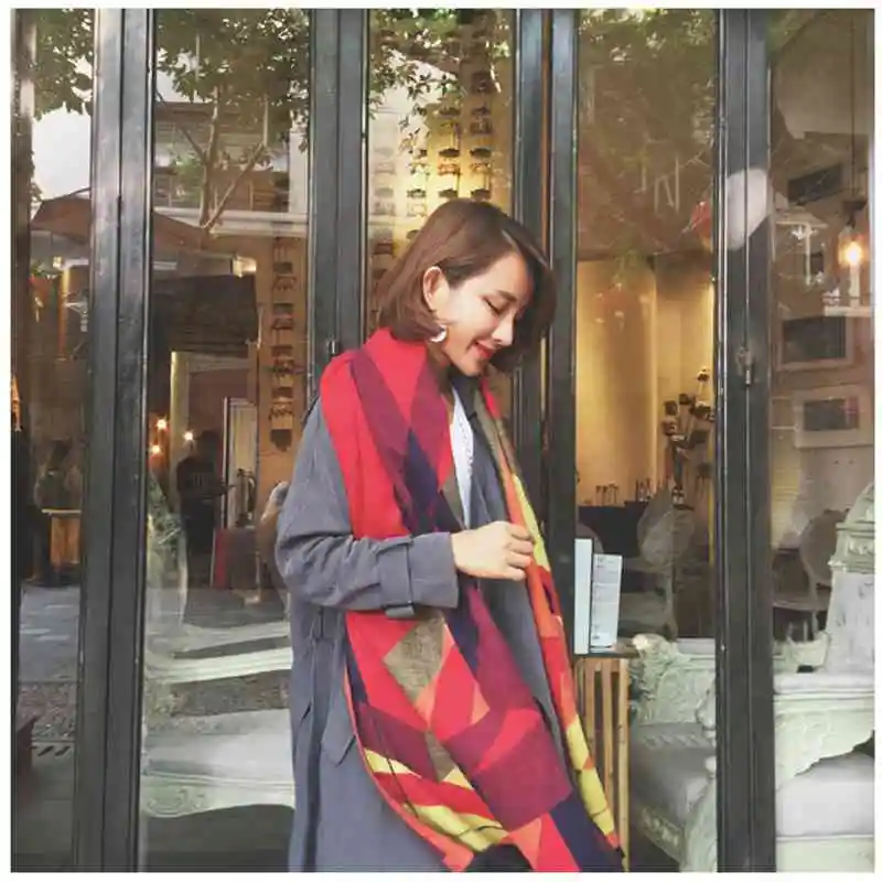 2016 Fashion font b Tartan b font Cashmere Scarf Women Patchwork Casual Blanket Scarf Chic Brand