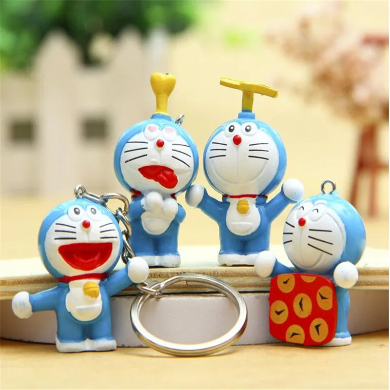 4 pcs/set cartoon gift doraemon key chain Dolls action & figures toys