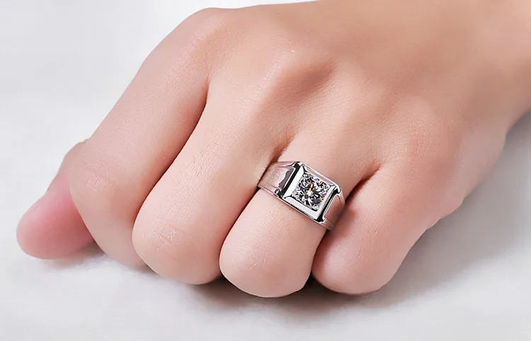 Классическое мужское кольцо, 0.45CT, имитирующее бриллиант, 925 серебро, обручальное кольцо для мужчин, Любовное кольцо для мужчин