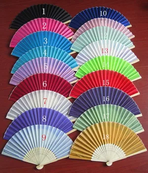 

200pcs 2017 Brand New Folding Wedding Silk Fan Personalized Wedding Favors For Guests 18 color wa4012