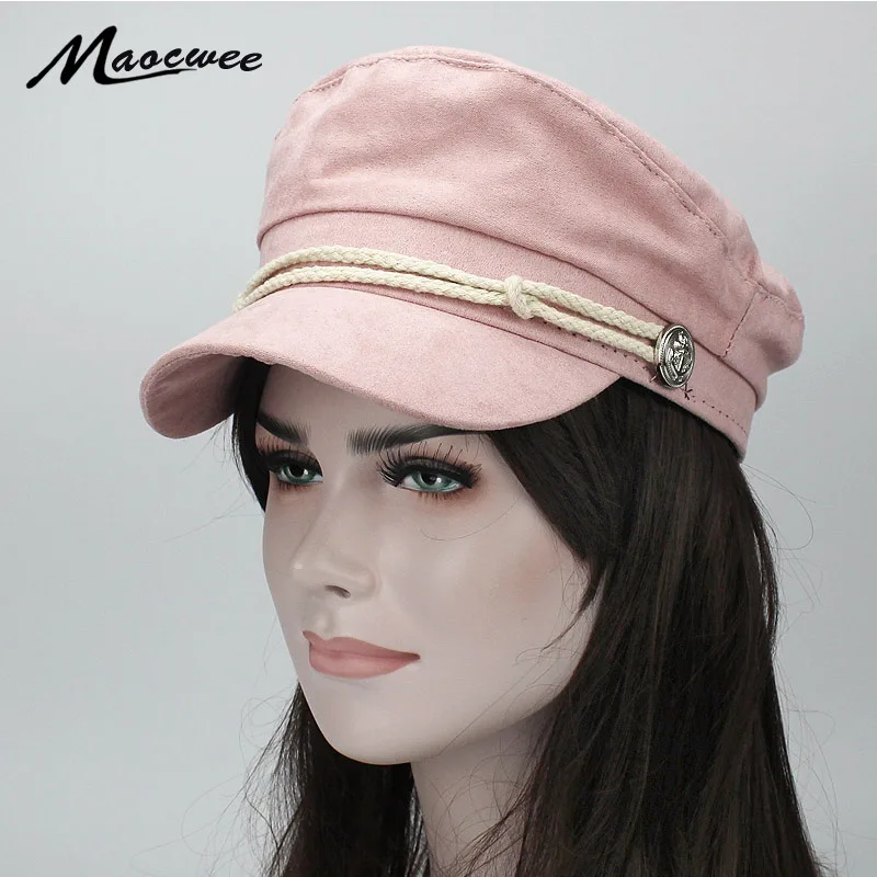 Corduroy Military Hats Female Flat Cap Hats Women Newsboy Cap British Beret Classic Women Suede