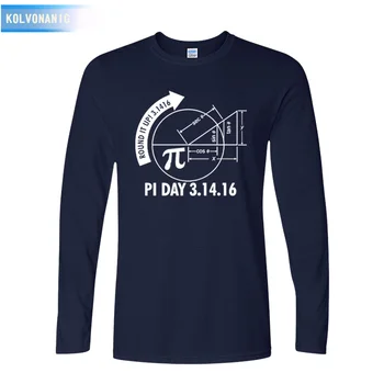 

KOLVONANIG 2018 New Funny Men's T-Shirt Mathematics Symbol Circumference Printed T Shirt Cotton Long Sleeve Tshirts Tee Tops