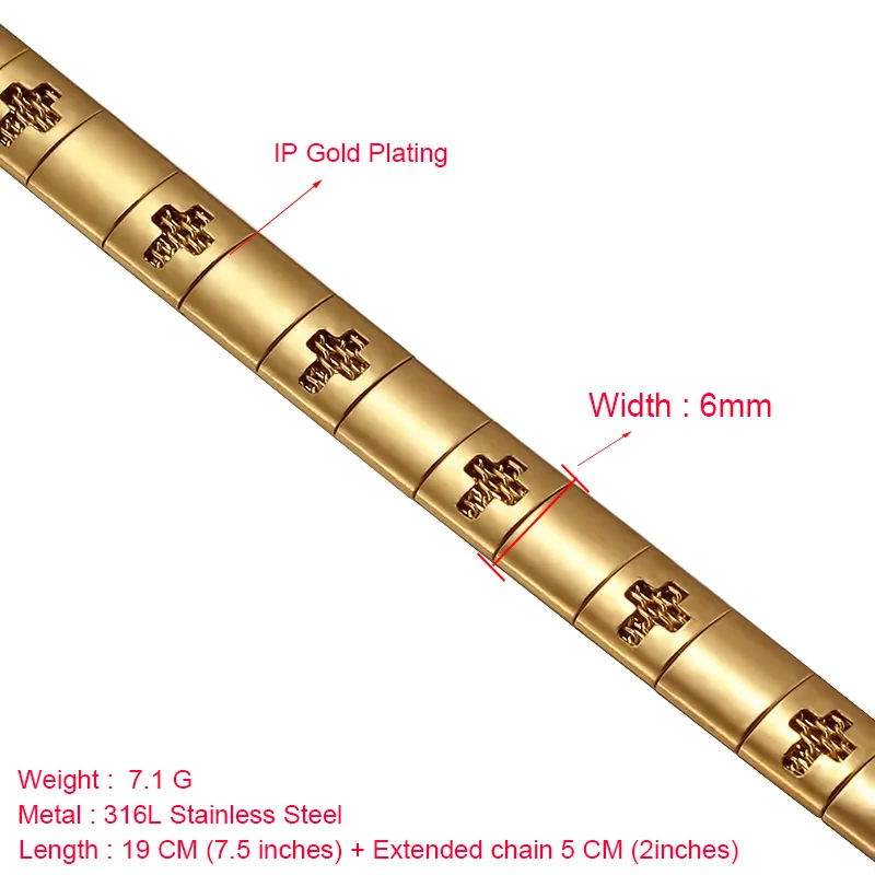 Модное ожерелье с крестом из нержавеющей стали для женщин золотого/серебряного цвета, Массивное колье-ошейник, массивное ювелирное изделие, подарок - Окраска металла: Bracelet Gold 6MM