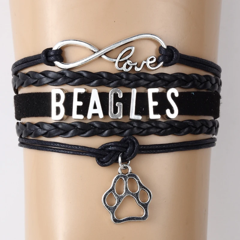 Браслет Infinity Love Beagles плетеный браслет в виде лапы подарок для любителей животных