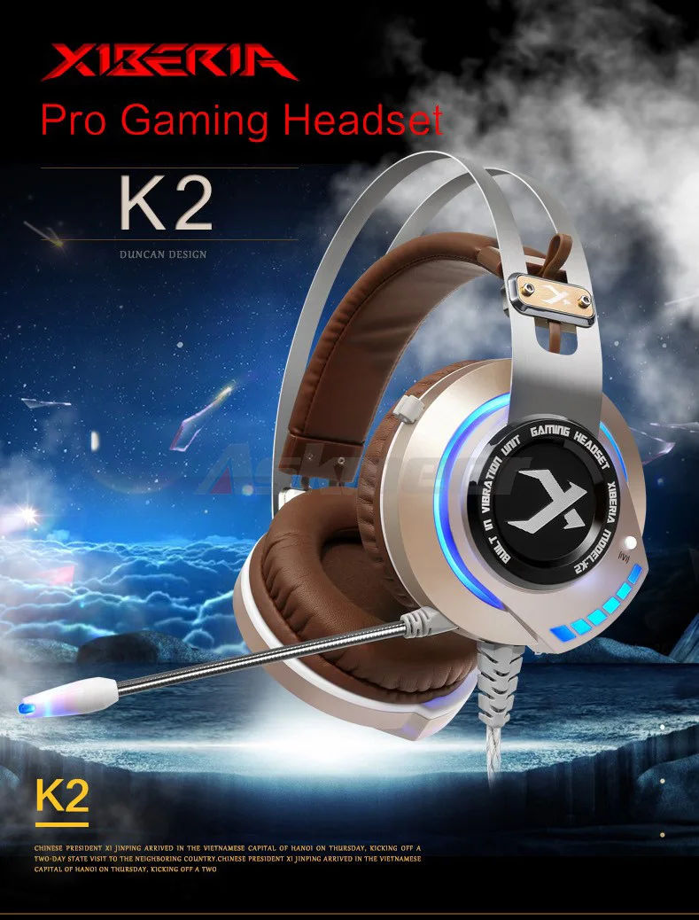 XIBERIA K2 Computer Gaming Headphones Stereo Surround Sound Glowing LED Light Game Headset Gamer with Microphone fone de ouvido (1)