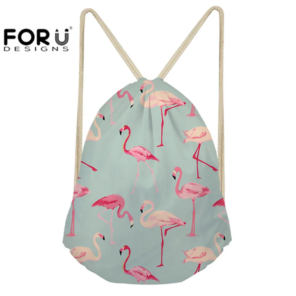 

FORUDESIGNS Small Drawstring Bag Women's Backpack for Female Girls Fitness Training Outdoor Crowned Crane Pattern Sport Gym Sack