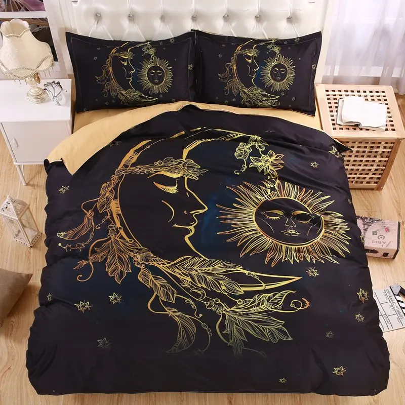 Lightweight Boho Sun Moon And Stars Bedding Set Duvet Cover Lightweight Boho Sun Moon And Stars Bedding Set Duvet Cover Twin Queen King Beautiful Pattern Real Effect In Sets From Home Garden On