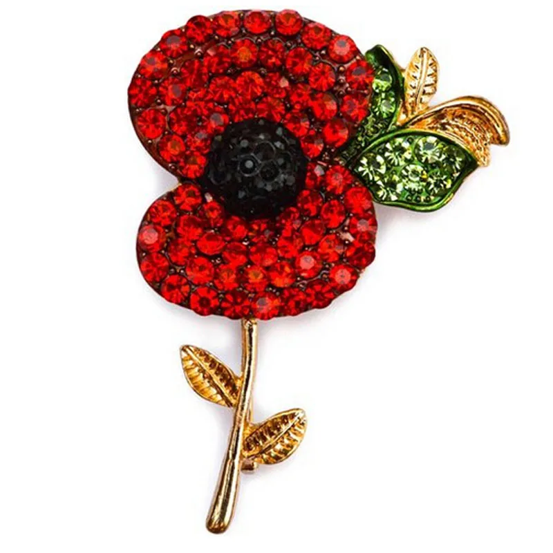 

Gofuly 2017 Hot Sale High Quality Crystal Brooch Red Crystal Poppy Alloy Brooch With Elements
