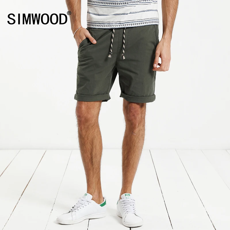 SIMWOOD Лето 2019 г. повседневные шорты для мужчин Drawstring эластичный пояс Slim Fit плюс размеры брендовая одежда XD017010