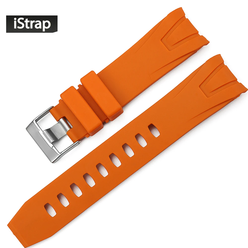 

iStrap 22mm Rubber Watchband Curved end Watch Band Replacement Watch Strap for Omega Seamaster Planet Ocean - Orange