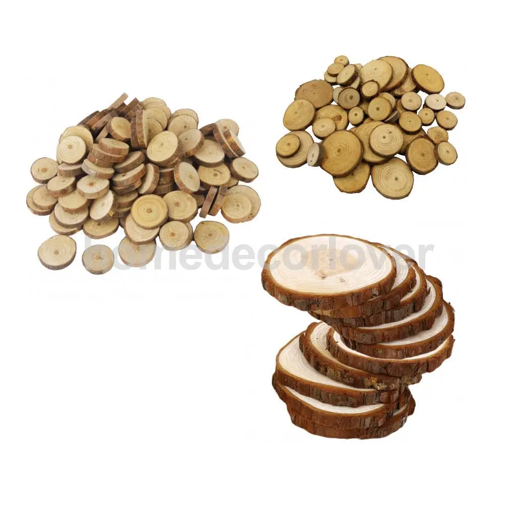160 Pcs Wood Slices for Craft - Mixed Different Natural Wooden Slices for DIY Centerpieces Ornaments