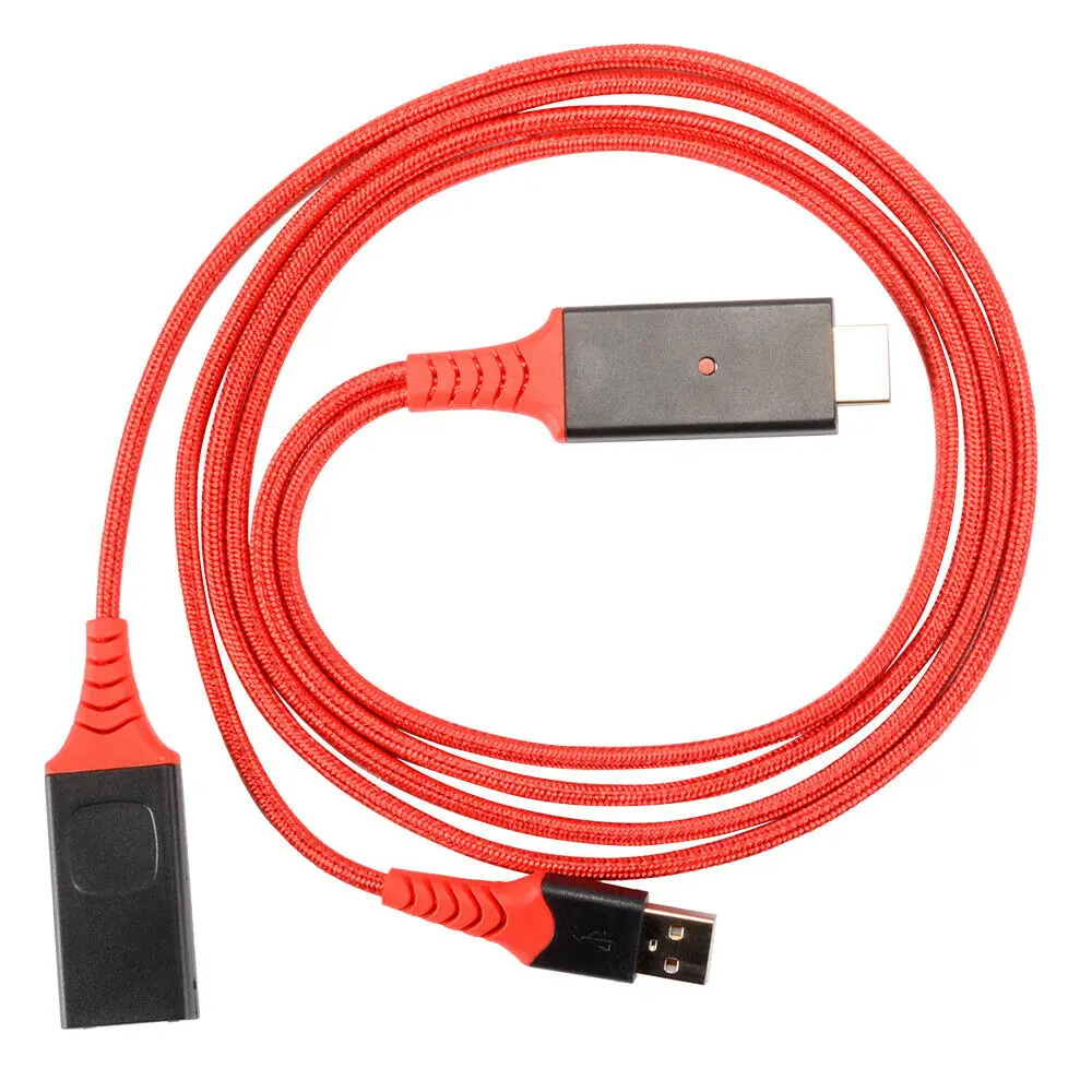 

Red 1080P 2 in1 Cast Phone to HDTV Cable Wireless Display Dongle Cord AC1775